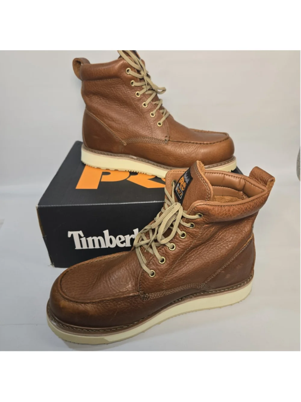 Timberland PRO Wedge Brown Mens 12 Moc Soft Toe EH Leather Goodyear Welt ($125)